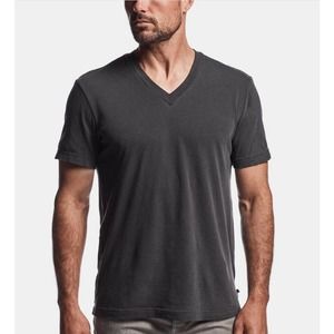 James Perse Men's MLJ3352 Short Sleeve V-Neck Tee T-Shirt in Black Faded Wash